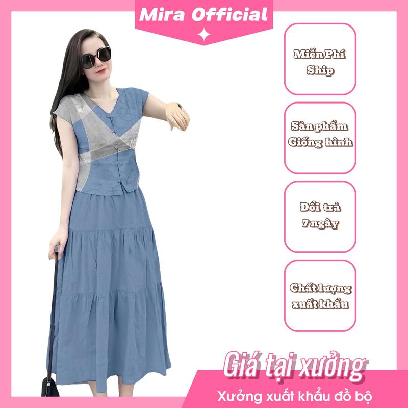 D20- Đầm chất linen cao cấp- Áo kiểu gile thời trang trẻ trung sang trọng tôn dáng, đầm che khuyết điểm chân to Nữ Women Dress