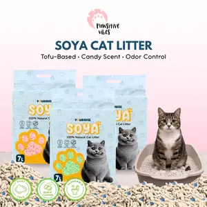 Pasir Kucing Tofu Soya Candy 7L Pasir Kucing Gumpal Wangi - Cat Litter Organik Ramah Lingkungan Tofu Cat Litter Minim Debu