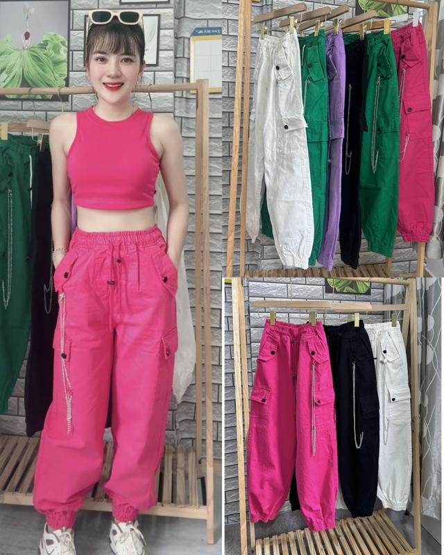 (XEM VIDEO) QUẦN KAKI JEANS NỮ TÚI HỘP LƯNG CHUN ỐNG BO KÈM DÂY XÍCH MẪU MỚI 5 MÀU CÁ TÍNH- CHẤT KAKI JEANS BÒ DÀY MỊN ĐẸP TÔN DÁNG Pants Women Kem