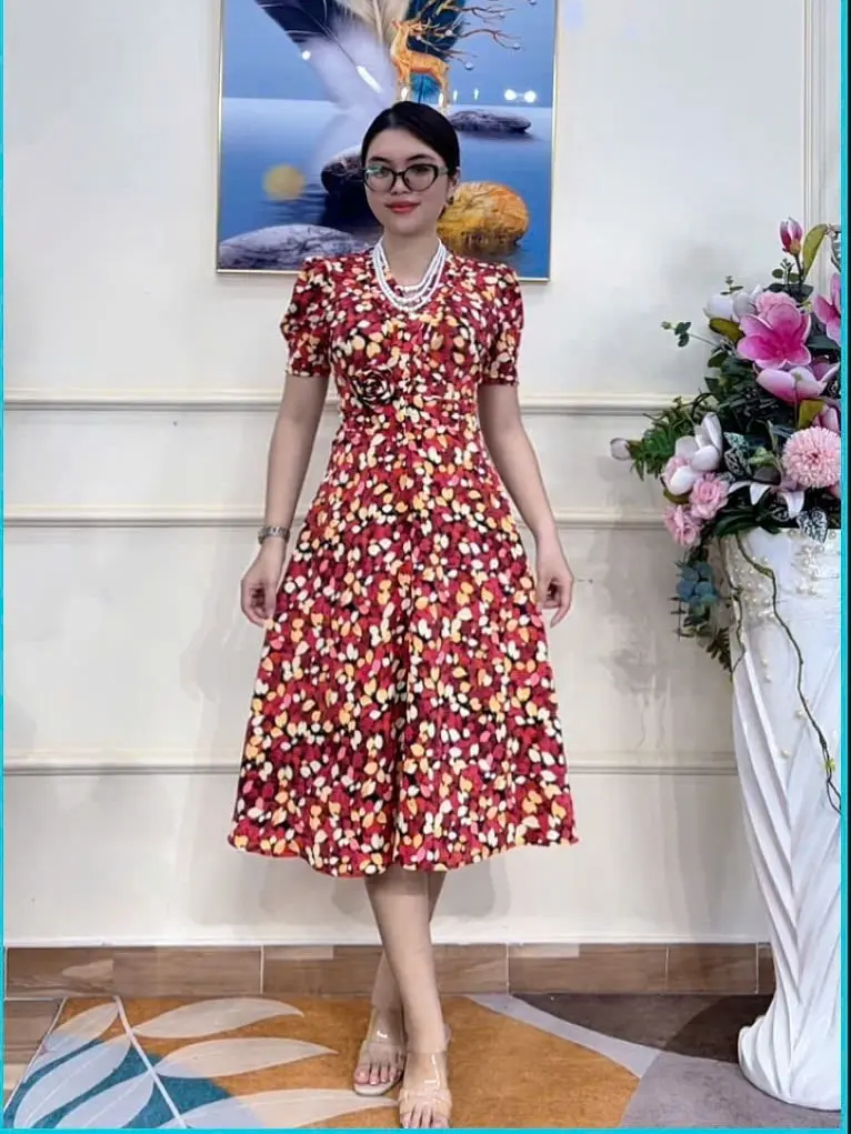Mã 918 : ĐẦM CỔ V DÁNG LỬNG CC Women Dress