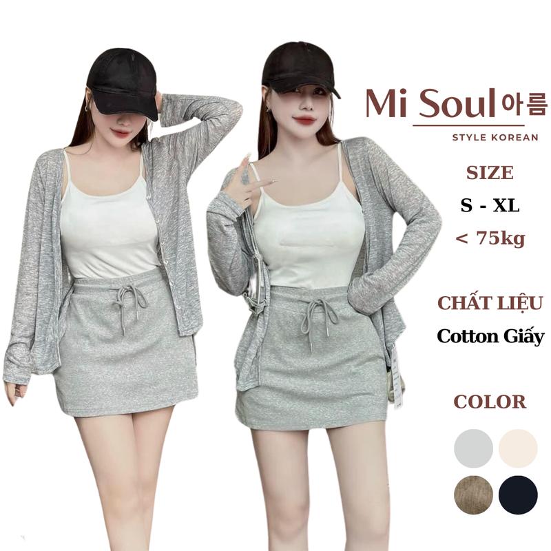Áo Khoác Cardigan Nữ Dài Tay Chất Thun Cotton Giấy Co Giãn BigSize Áo Cardigan Nữ Dài Tay Có Khuy Cài MiSoul 324 Women Jacket Top Đen