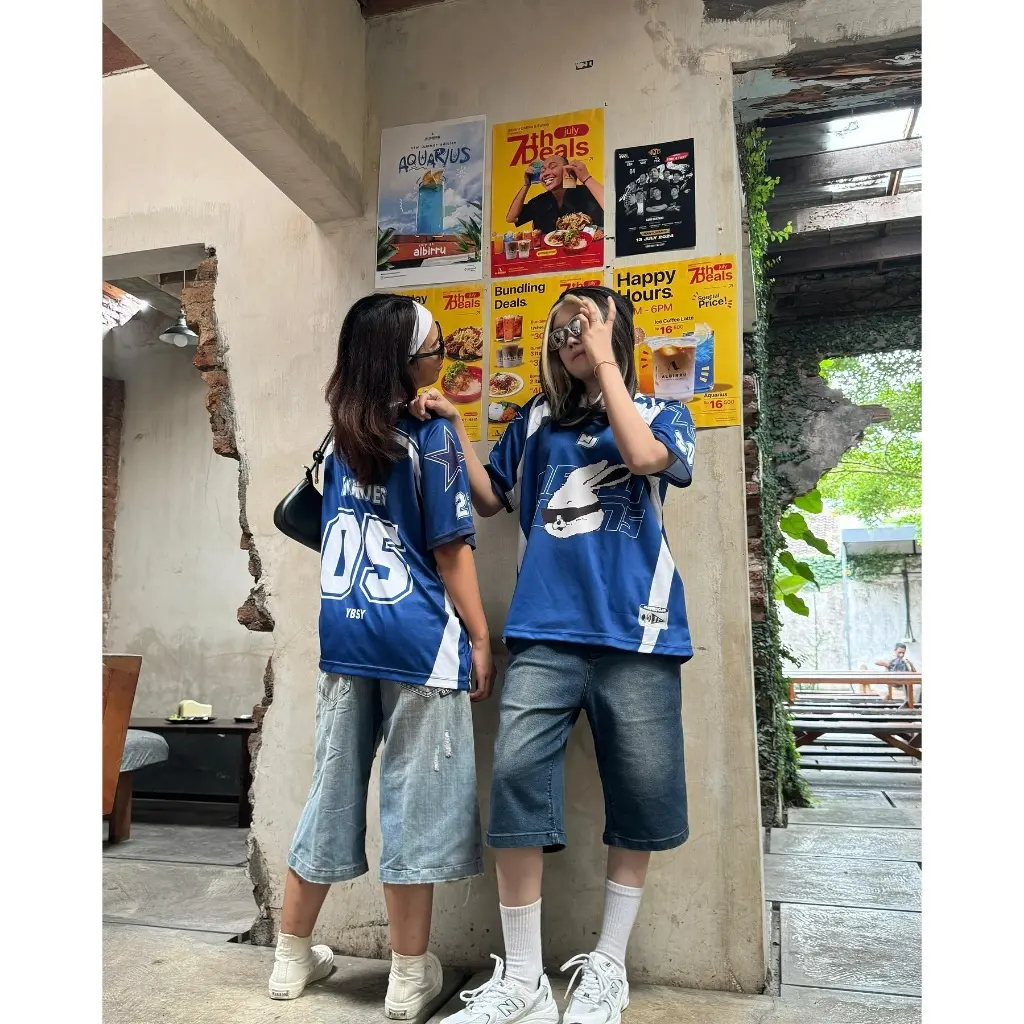 Women's T-shirt BUNNIES CLUB EXO-Y2K Blue Fully Sublimated Short Sleeve Jersey Top Large Size S-5XL