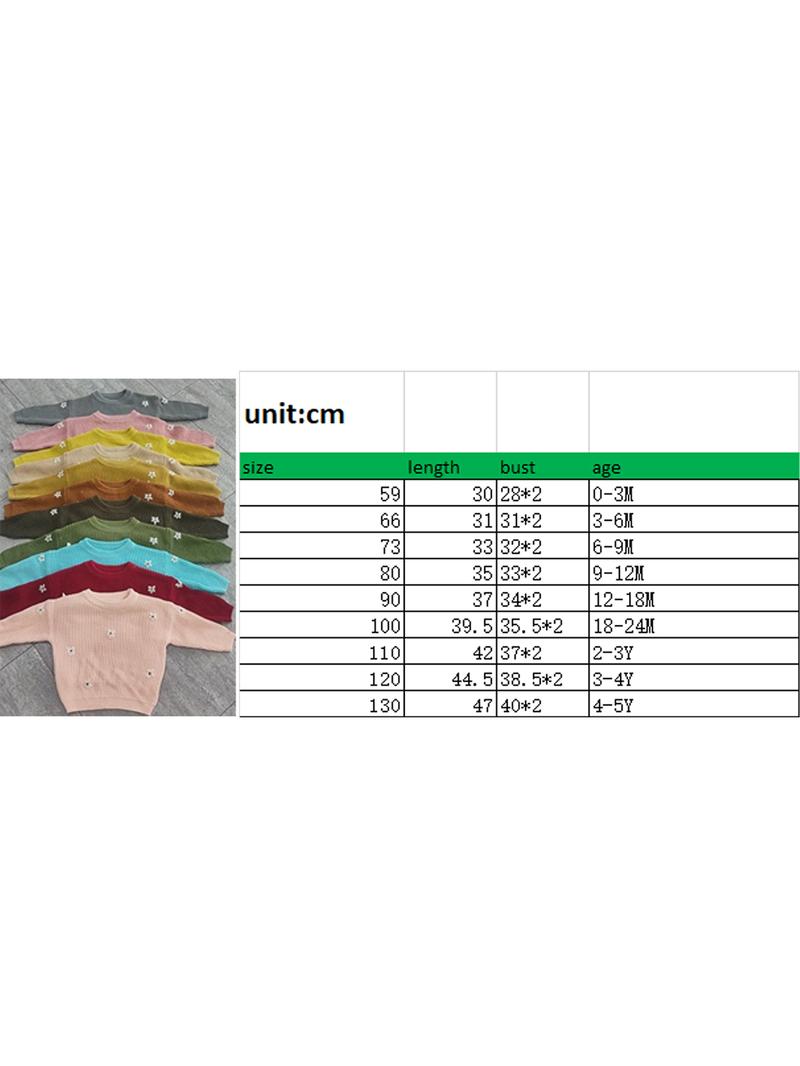 Product Introduction of Girl Autumn Sweater, Flower Jacquard Pattern Long Sleeve Pullover 0