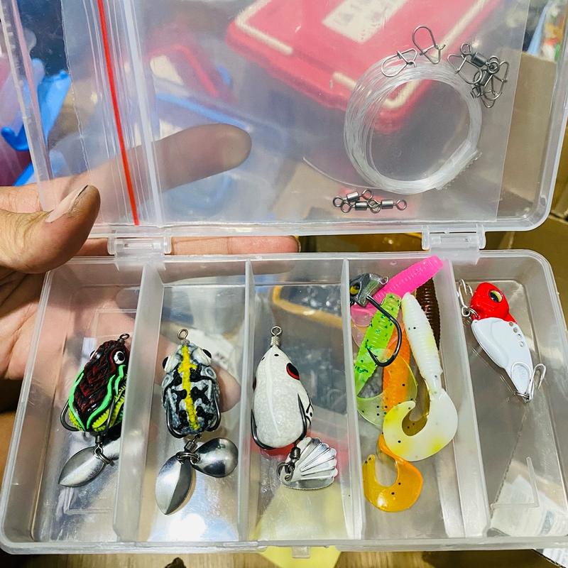  COMBO MỒI 3:  Hộp combo mồi tổng hợp câu lure - tặng 3m leader 5 khóa lure 5 khóa số 8 Bắt Cá Đi Câu Fishing Câu Cá 