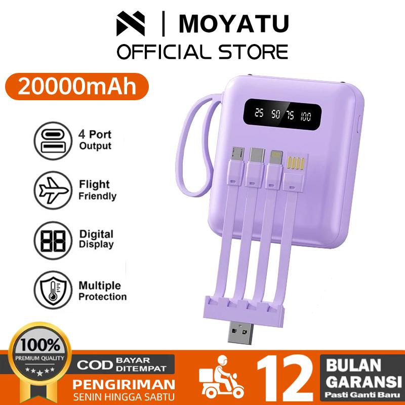 MOYATU Powerbank 20000 mah Mini Size with 4 Kabel 2.1A Fast Charging LED Senter Display power  bank 0