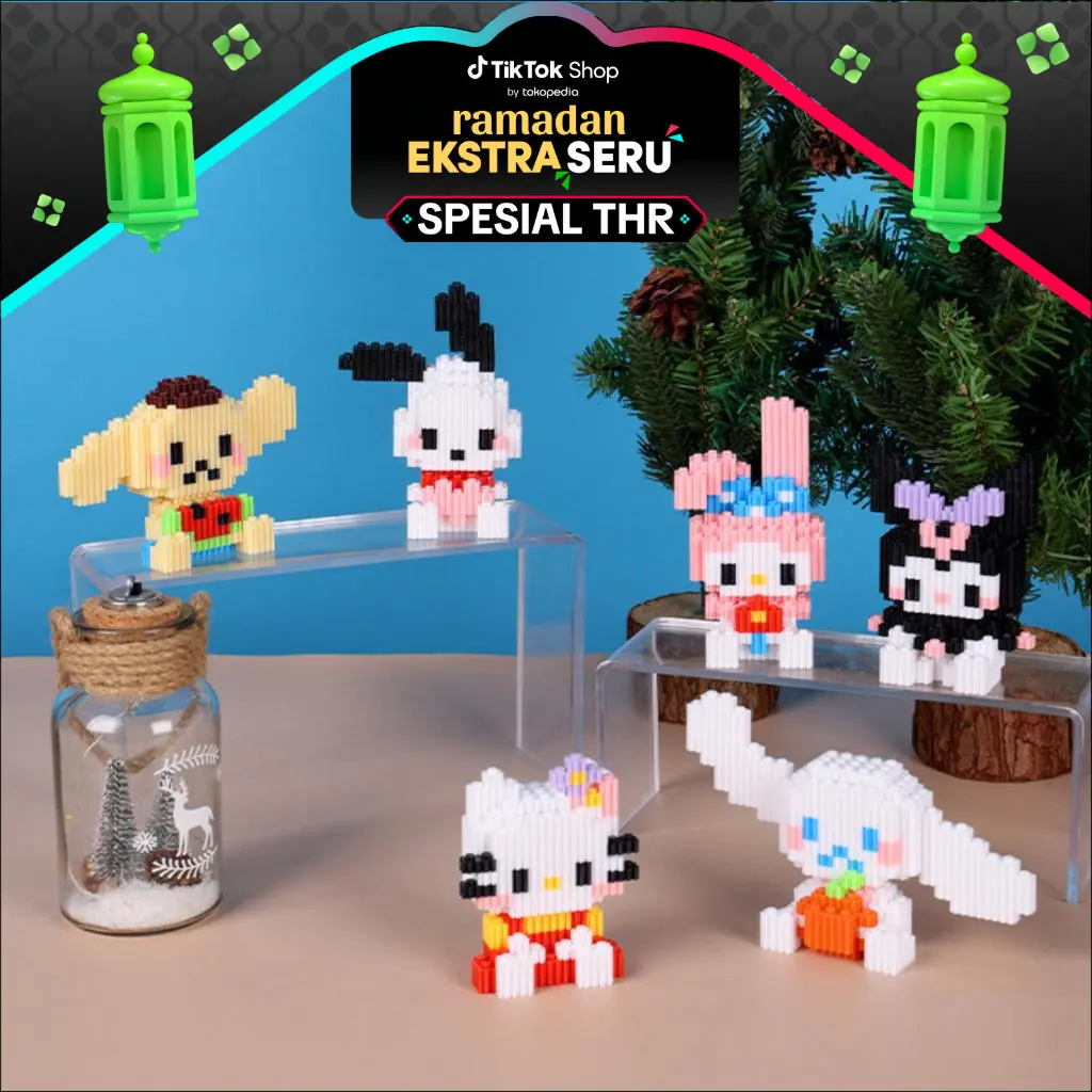 Nano Blocks Sanrio Mini 3D Model, Mainan Blok Susun, Blok Konstruksi DIY, Dekorasi Hiasan Karakter Animasi