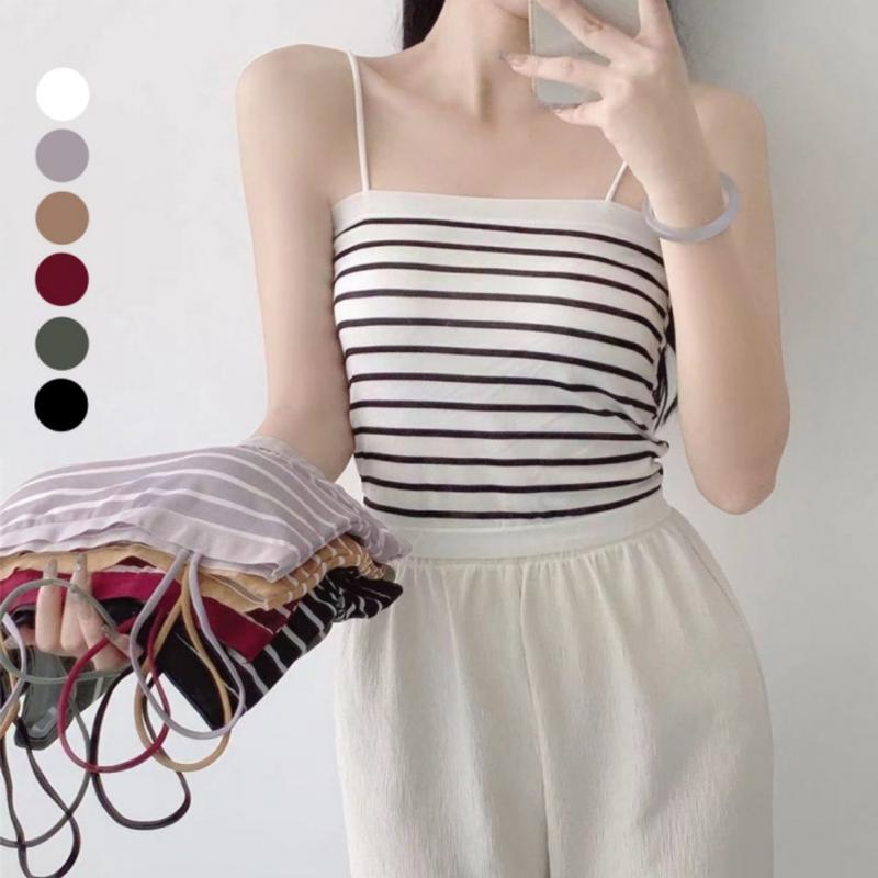 Áo Ba Lỗ Không Tay Áo Yếm Bé Gái, Đệm, Phong Cách Thường Ngày Dây Đeo Mỏng, Lưng Đẹp, Thoải Mái Và Thoáng Khí, Thích Hợp Cho Thể Thao, Áo Ngắn, Cho Trang Phục Nữ Mùa Hè Top Voi 0