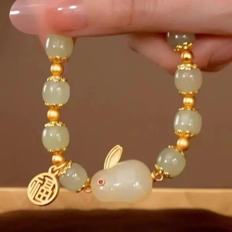 Product Introduction of 1pc Huan Beauty Jade Rabbit Bracelet Girl Rich Rabbit Small Rabbit Niche Design High Appearance Level Bracelet Gift 7