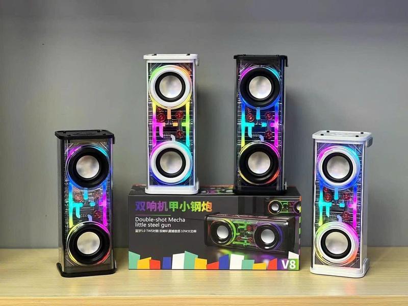 Loa Bluetooth 1997 V8 Led RGB Theo Nhạc,Bass Cực Mạnh,Âm Thanh Vòm Tương Thích có bản độ pin sẵn dung lượng cao Củ Loa mini