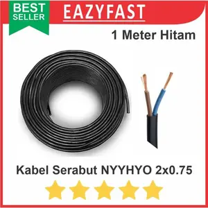 Kabel Listrik Serabut Hitam 2x0.75 Isi 2 0.75mm NYYHYO NYYHY Ecer 1m