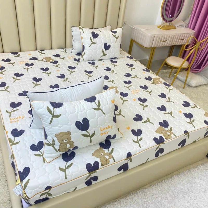 [DEAL Độc Quyền]Bộ ga gối cotton đũi xơ đậu nành trần bông mềm mại ,dệt phẳng thoáng khí đủ kích thước ( 01 ga đệm từ 3c-15cm + 02 vỏ gối ) - Loại 1