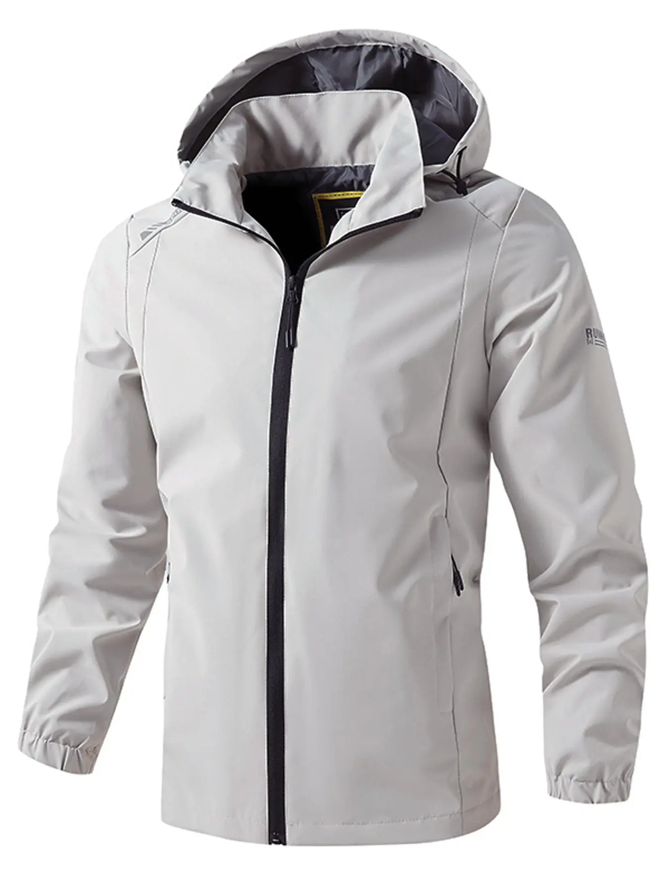 Men's Solid Color Detachable Hood Windproof Jacket, Regular Fit Casual Long Sleeve Zip Up Jacket for Spring & Fall, Men's Outerwear for Outdoor Activities
