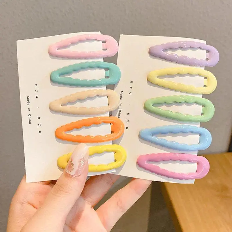 1PC Macaroon Waterdrop Metal Baby BB Clips Girls Cute Cartoon Hair Pins Hair Clips for Kids Headwear Children Styling Tool 10 Colors