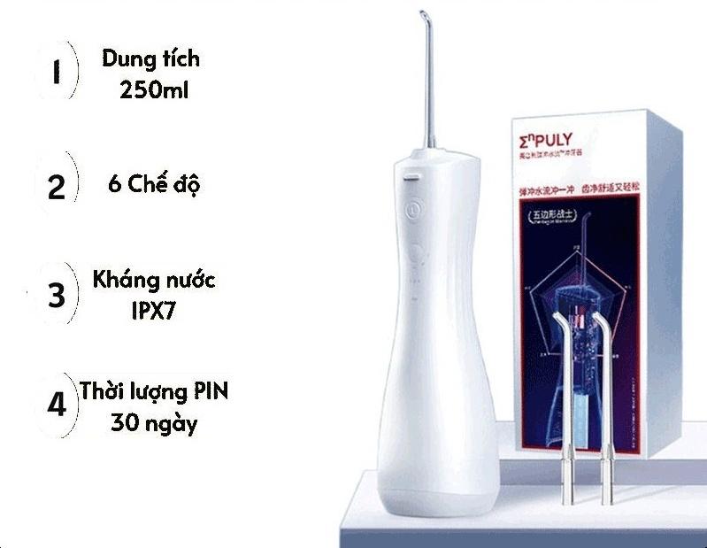 Máy Tăm Nước Cầm Tay Mini Enpuly M6Plus Nâng Cấp  Vệ Sinh Răng Miệng, Làm Sạch Sâu, Loại Bỏ Các Mảng Bám Kẽ Răng Nữ 3