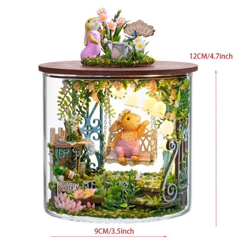 DIY House Design Glass Ornament, Creative Desktop Decoration, Birthday Gifts Tabletop Adornment for Home Office Book Nook Decor, Home Decor Ideas, Bedroom Accessories 1