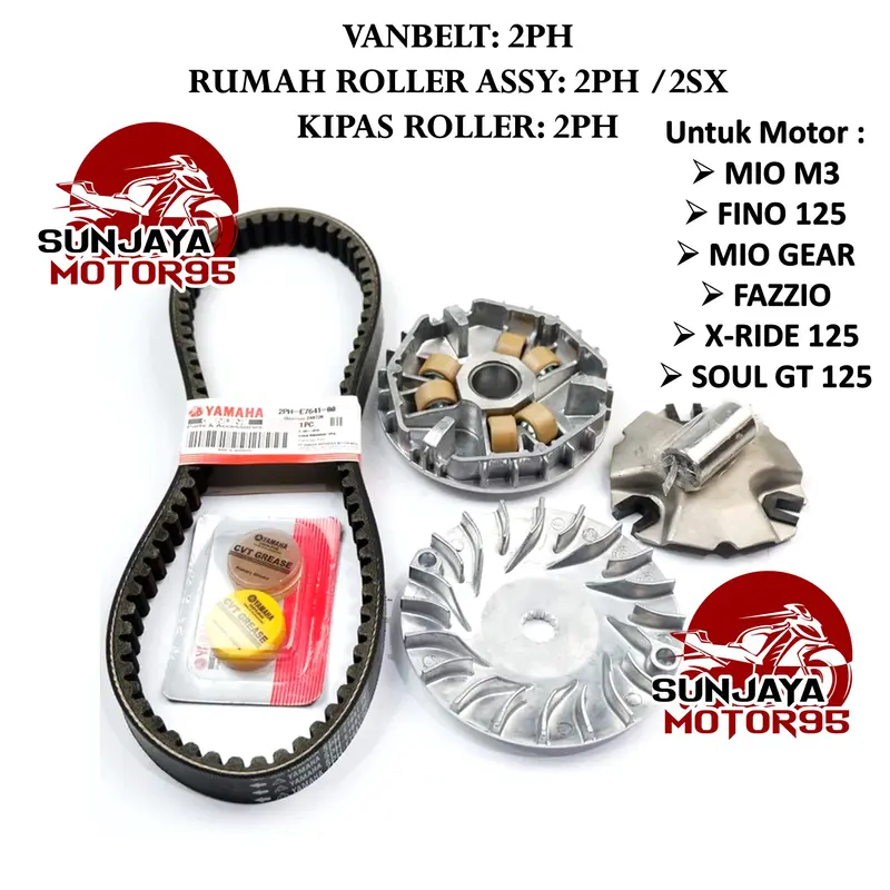 Paket Vanbelt Mio M3 Set Rumah Roller + kipas 2PH Yamaha Fazzio - Mio Z / S - Xride 125 - Fino 125 - SOUL GT 125 Motorcycle Klip 3