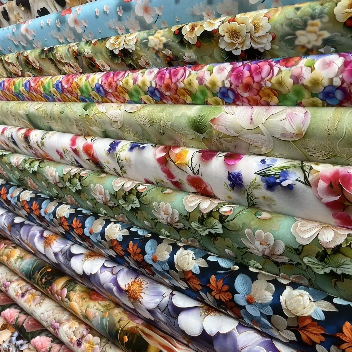 Colorful 5D Xiang Yun Three-Dimensional Digital Printing Satin Cotton Silk Soft Pajamas Cheongsam Dress Artificial Cotton Fabric