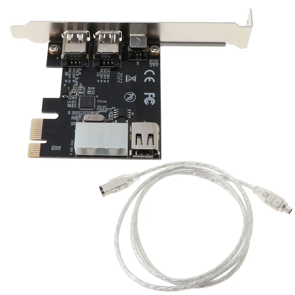 PCI-e 1X IEEE 1394A 4 Port(3+1) Firewire Card Adapter 6-4 Pin Cable For Desktop PC