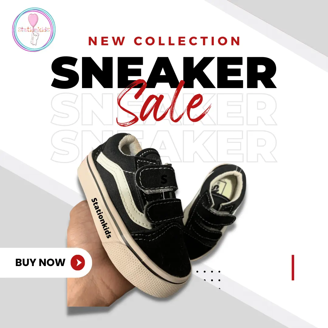 STKIDS Sepatu Anak Hitam Putih Perekat Classic VNS