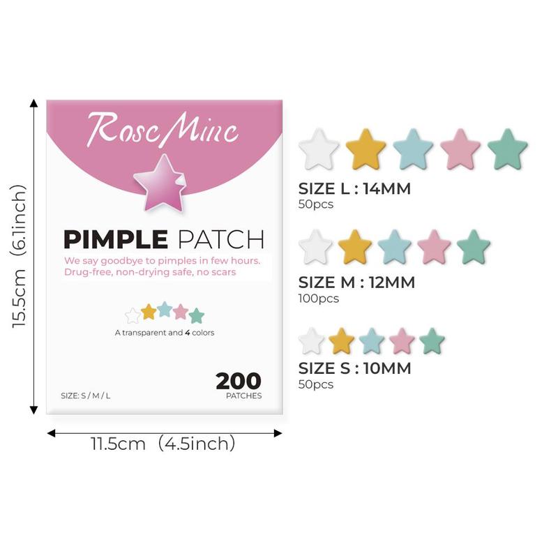 Product Introduction of Mixed Size Star Design Gentle Soothing Acne Patch, 200pcs/box, Portable Invisible Acne Patches, Deep Cleansing Acne Sticker, Skin Care Product, Valentine's Day Gift 155