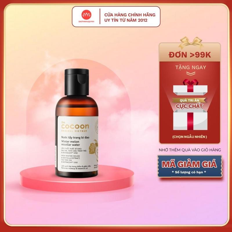 Nước tẩy trang bí đao Cocoon Winter Melon Micellar Water dịu nhẹ , sạch sâu , giảm dầu hiệu quả 50ml 0