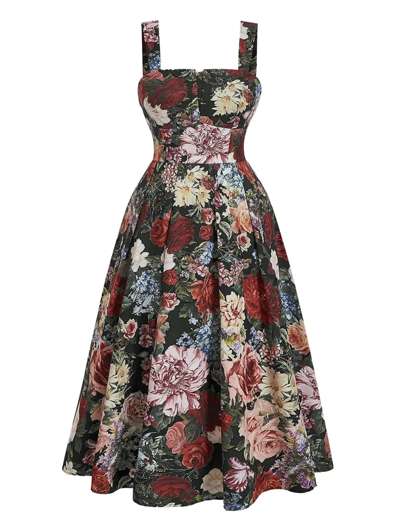 【Plus Size】Floral Print Dress, Vintage Casual Dress for Beach Holiday Vacation, Women's Plus Clothing for Summer
