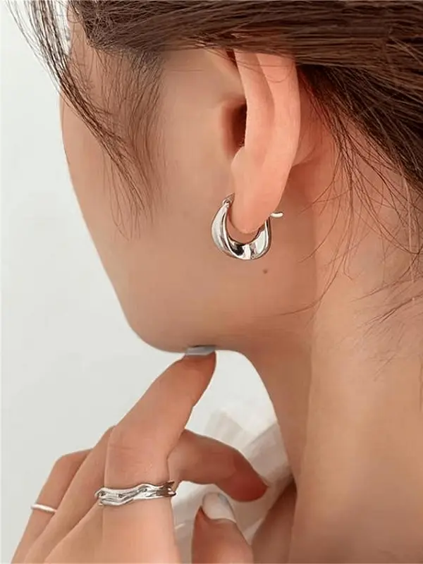 Women's Elegant Geometric Design Hoop Earrings for Summer, All-match Trendy Hoop Earrings, Fashionable Jewelry for Women for Daily & Party Decoration, Gifts for Her, Earrings for Women 5