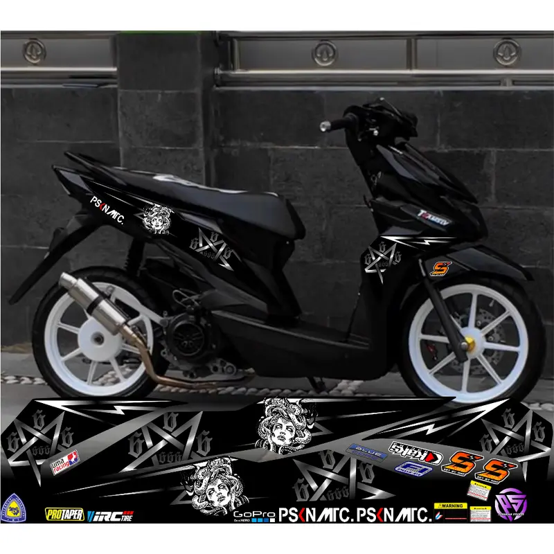 PS03 STRIPING STICKER HONDA BEAT NEW/ESP MOTIF MEDUSA VARIASI SIMPLE 1