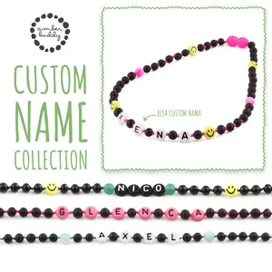 Kalung Amber CUSTOM NAMA untuk Bayi - Balita - Anak. Motif 17 - Motif 32 baltic  amber