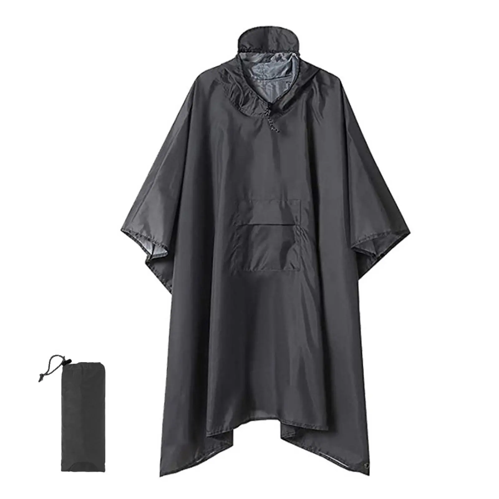 Men's and women's waterproof poncho, multi-purpose raincoat with hood, reusable for hiking, comes with storage bag