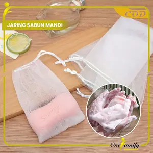 Jaring Sabun Mandi Serbaguna dengan Tali Gantung / Kantong Sabun Jaring Pembuat Busa Manual Halus untuk Sabun Batang / Jaring Halus  Soap Foaming / Jaring Sabun Souvenir-B02L