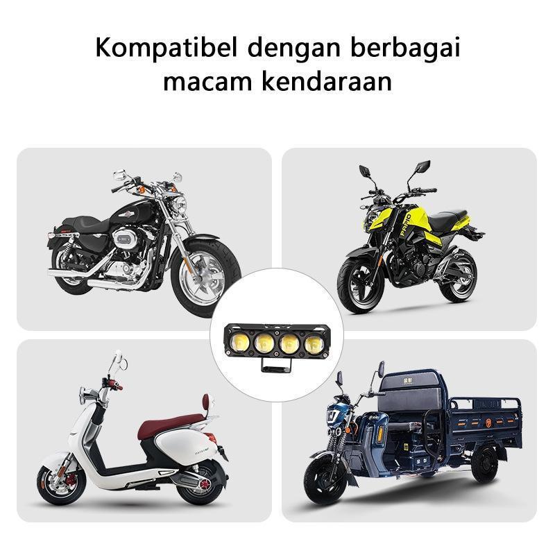 【COD,Kirim Sekarang】 【FREE SAKLAR】12V / 24V Devil Lampu Sorot Tembak Mobil Lampu LED Tembak Sorot D3 SQL Lampu Tembak Sorot LED Laser 3 Mata 4 Mata 80 Watt 2 Warna Putih Kuning 3