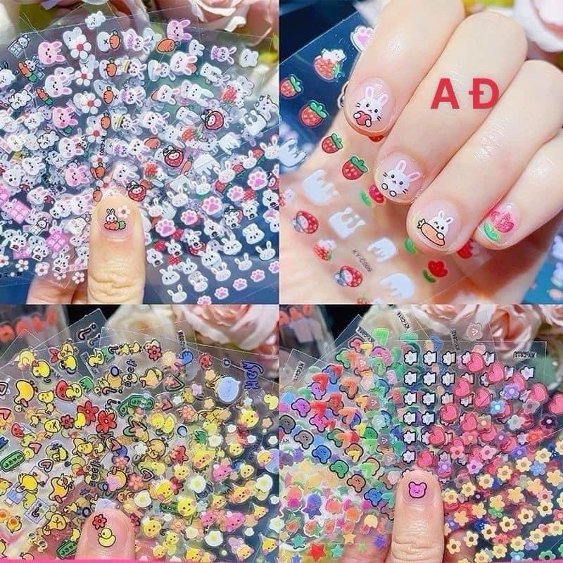 Set 10 tấm hình dán móng cute - Sticker dán móng cho trẻ em Hello Kitty siêu bền, siêu dính