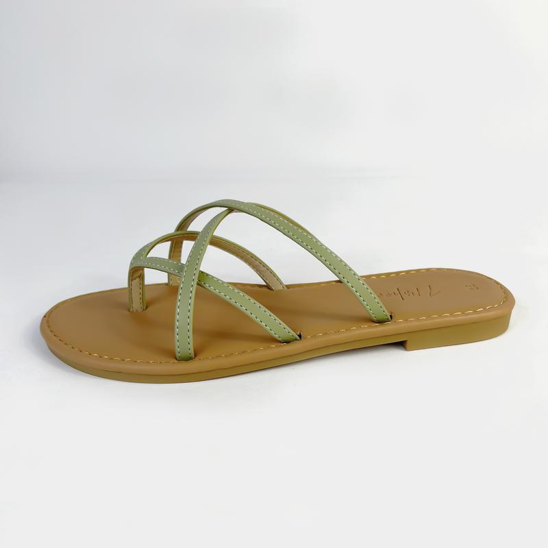 Dép nữ thấp đi biển quai xỏ ngón đế bệt dây mảnh 7mm cao cấp chính hãng Hishoo S069