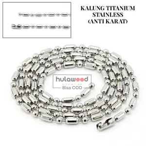 Kalung MCI Titanium Stainless Biji Bambu Bola dan Biji Lada Anti Karat Pria Wanita Kalung