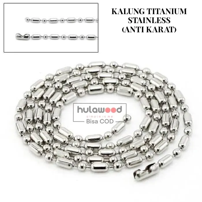 Kalung MCI Titanium Stainless Biji Bambu Bola dan Biji Lada Anti Karat Pria Wanita Kalung 0