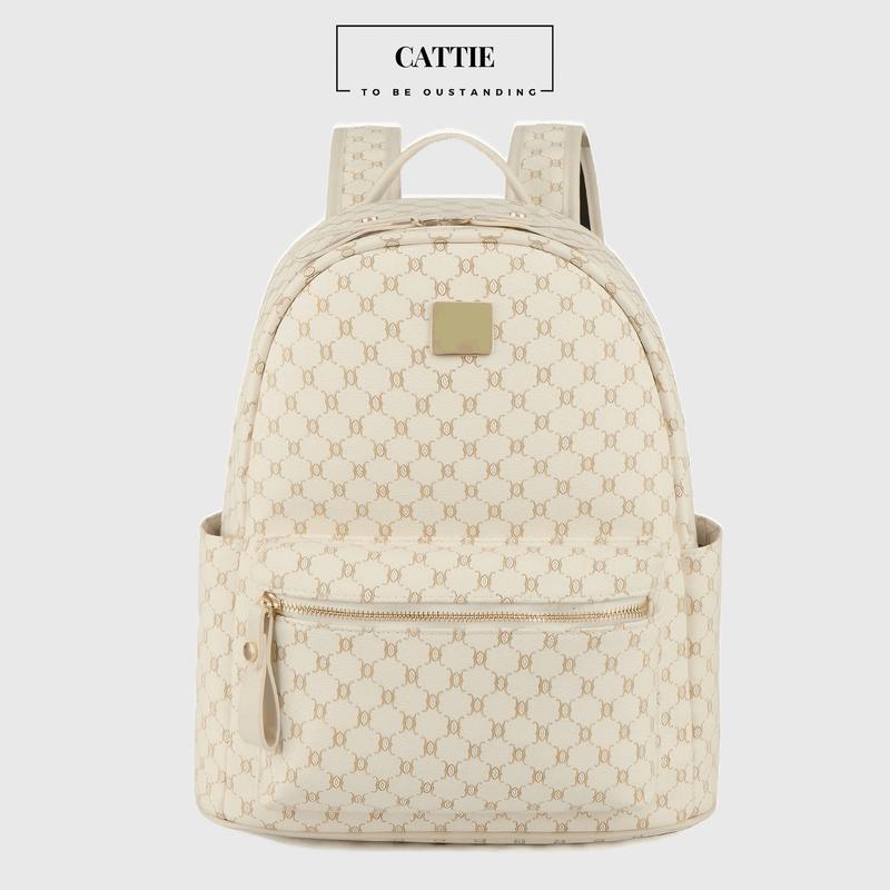 Balo Da Thời Trang Nam Nữ Balô da Lv Da Pu Cao Cấp Balo unisex Cặp Đi Học Đi Chơi Balo Đựng Laptop 14 Inch Bag CATTIE CB023 Nhung Đồng balo  da size 38