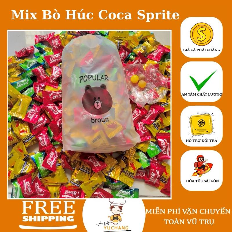 Mix 3 Vị Kẹo Ngậm Bò Húc - Coca - Sprite - Ăn Vặt YuChang  Chua Candy