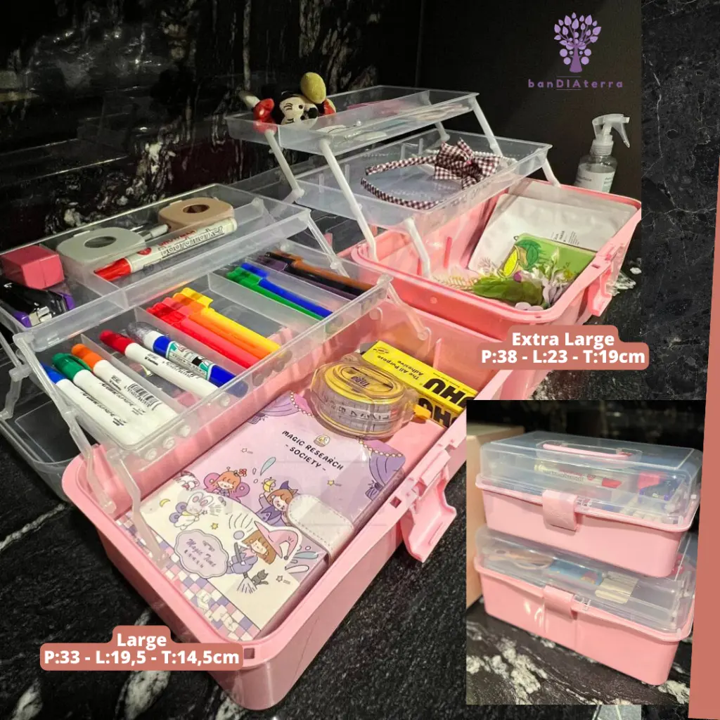 Bandiaterra 3-Layer Foldable Storage Box / Kotak Penyimpanan 3 Tingkat Multifungsi / Kotak Mainan/ Kotak obat/ Kotak Jepit/ Art Toolbox