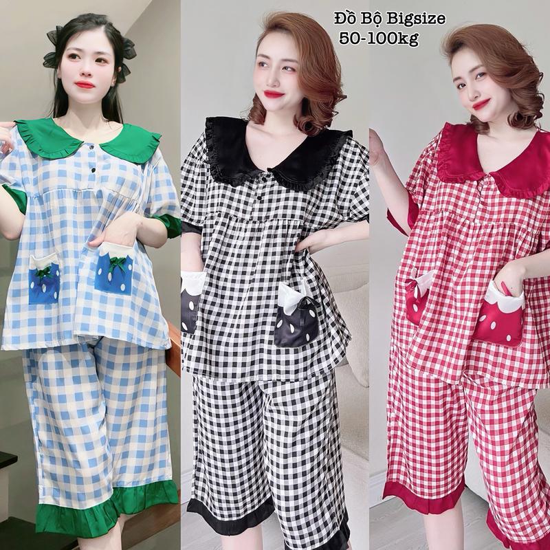 Đồ Bộ Bigsize Đồ Ngủ Nữ Mặc Nhà Lửng Bèo Tiểu Thư Túi in 5D Lụa Cao Cấp Xin Xắn Dễ Thương Giá  Rẻ 50-100kg Nhung Women Quần Ngủ - 2275