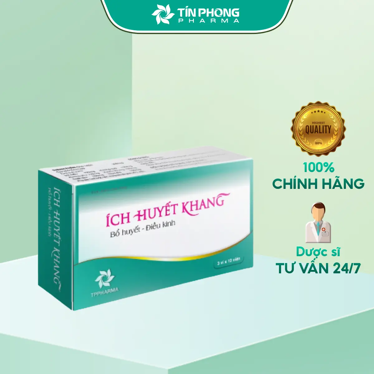 Combo 2 Hộp Ích Huyết Khang Giúp Điều Hoà Chu Kỳ, Giảm Đau Bụng Khi Tới Kì Hộp 30 viên