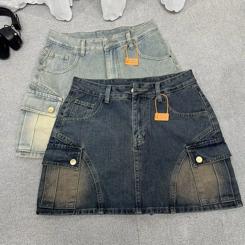 Chân Váy Jean túi hộp hàng Qc cao cấp dáng Ngắn Bigsize [55_90kg] màu thời trang dài 38cm mã 526 Khuy quang i 3