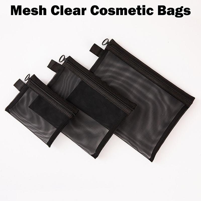 Toiletry Bag Transparent Cosmetic Bag With Zipper Mesh Mesh Pouch Toiletry Wash Bags Travel 1