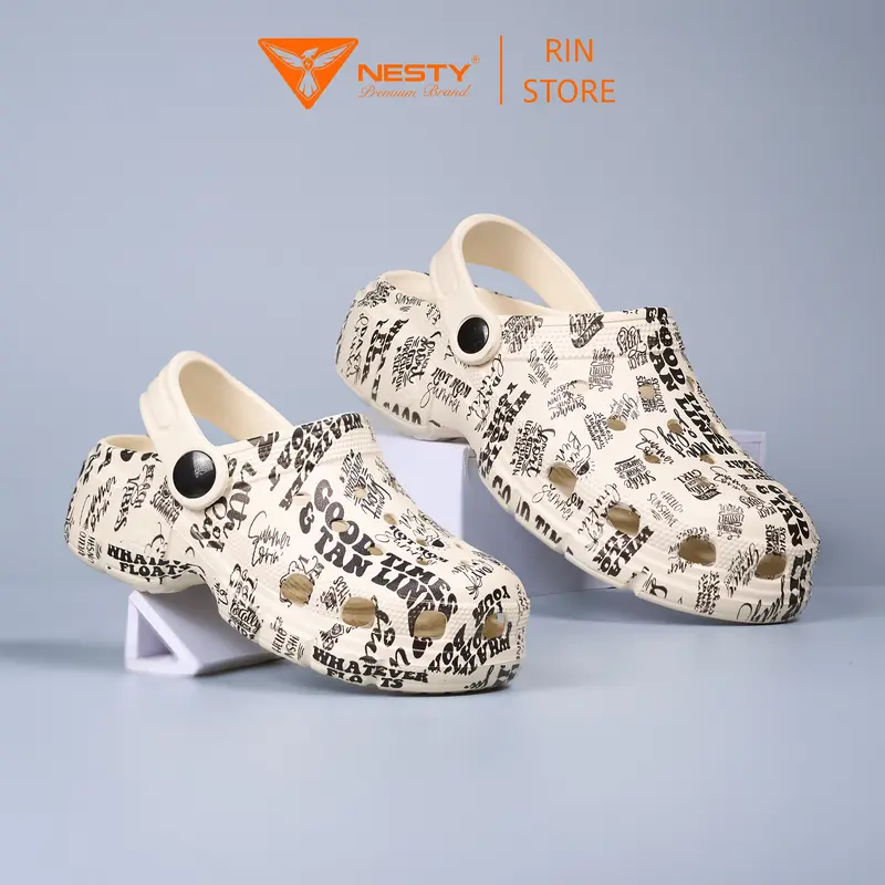 Dép Sục Nesty hot trend cao cấp full size gia đình in hoạ tiết chữ NE01-2 3