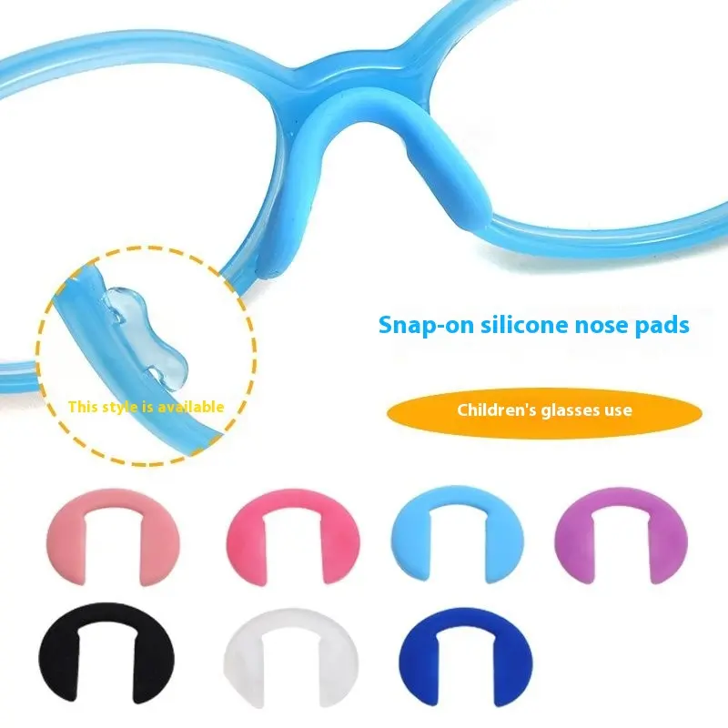 Children's Silicone Integrated Nose Pads Glasses Clip-On Nose Pads Repair Replacement Clip-On U-Shaped Nose Pads Comfortable Colorful Nose Pads Lightweight Silicone Eyeglass Pads Set Silicone Air Cushion Glasses Nose Pads Silicone Anti-Slip Eyeglass