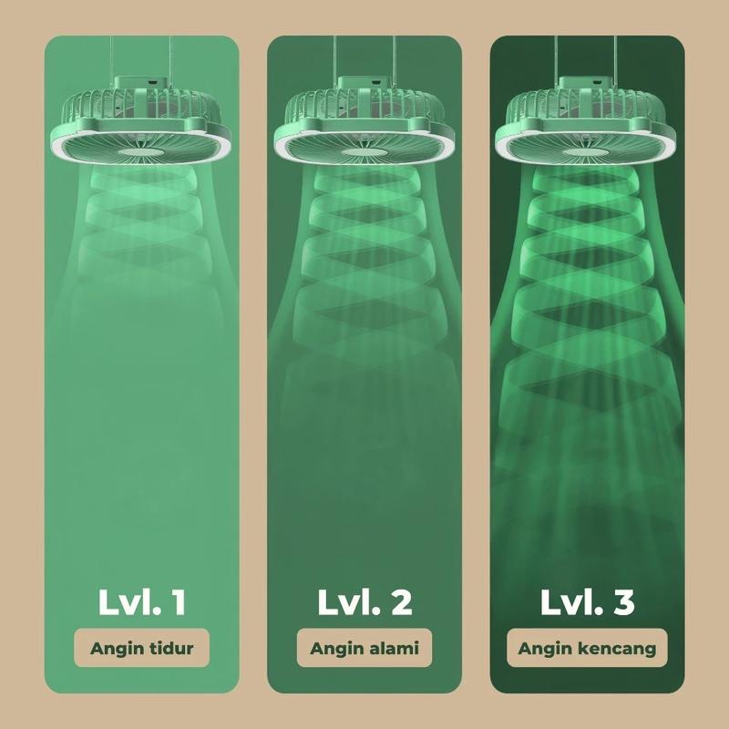 Kipas Angin Portable 4in1 Dengan Lampu LED Kipas Angin Lipat USB Kipas Duduk Multifungsi Kipas Gantung 6