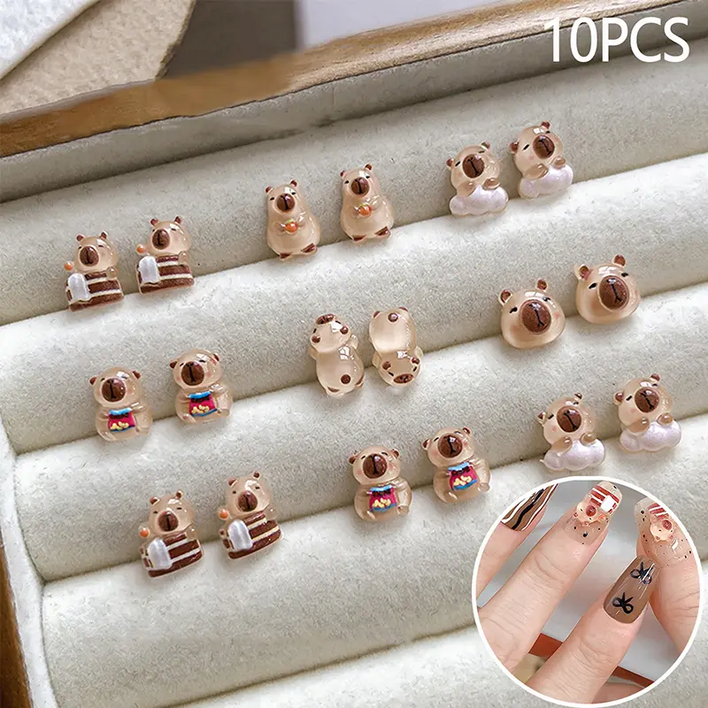 แพทช์เล็บคาปิบารา ดีไซน์น่ารัก เครื่องประดับเล็บเรซิ่น DIY สติ๊กเกอร์ติดเล็บการ์ตูน เครื่องประดับตกแต่ง ทำเล็บ เหมาะสำหรับเป็นของขวัญสำหรับเด็กผู้หญิง