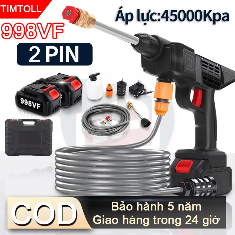998VF Máy rửa xe không dây dùng pin Lithium máu rửa xe cao áp xe ô tô dùng tại nhà Máy rửa xe cầm tay không dây