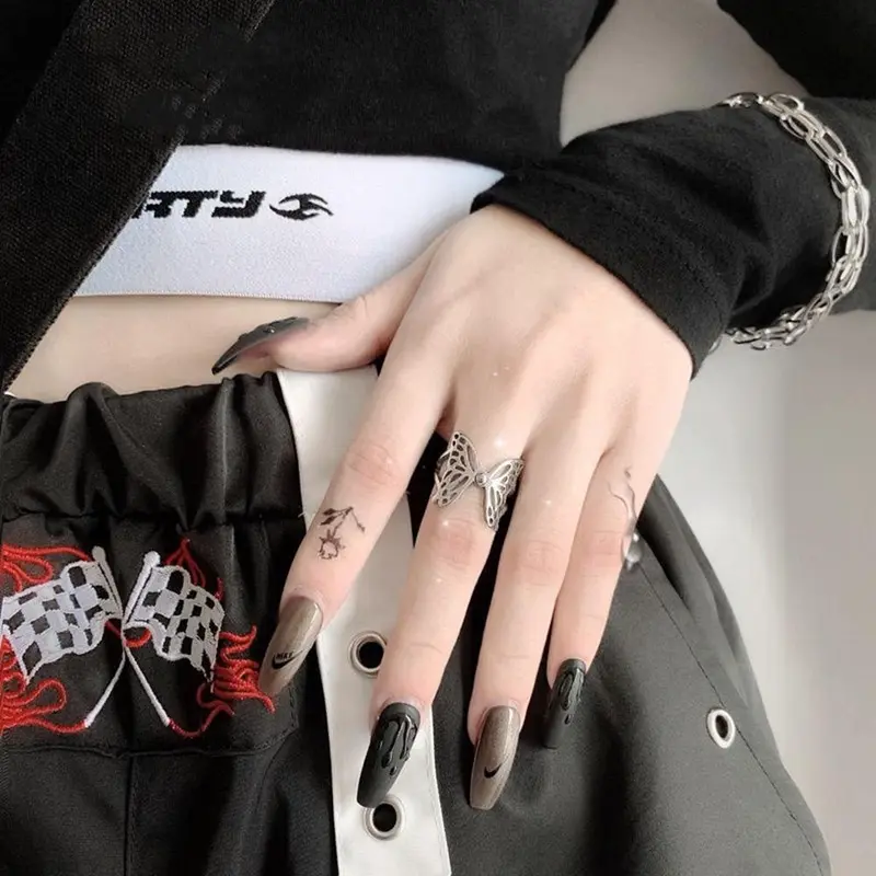 CinCin Kupu Kupu Silver Model Terbuka Aksesoris Perhiasan 1