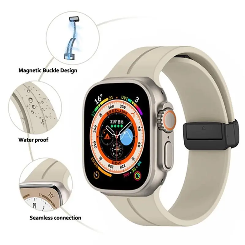 Dây Đeo Đồng Hồ Silicon Từ Tính Cho Đồng Hồ Thông Minh, Dây Đeo Đồng Hồ Thông Minh Dòng Ultra 8 SE 7 6 4 3 IWatch 49Mm 44Mm 45Mm 41Mm 40Mm 42Mm 38Mm, Mới 2
